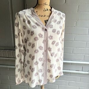 Chic Floral Button-Down Silk Shirt